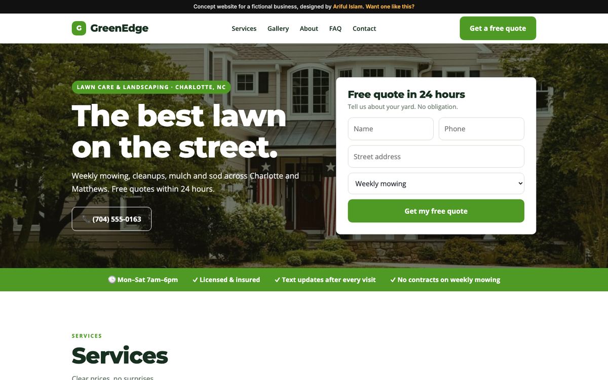 GreenEdge Lawn & Landscape website design