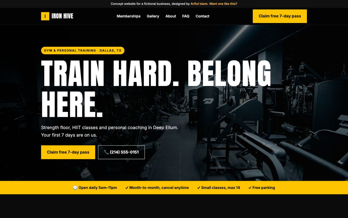 Iron Hive Fitness website design